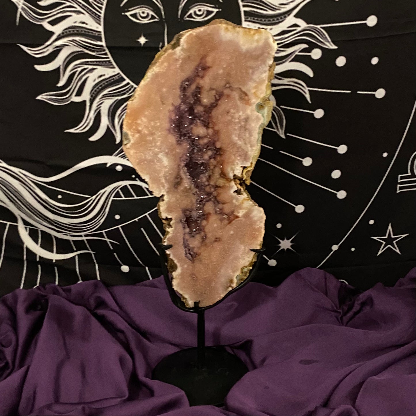 Large Pink Amethyst Slab on Metal Stand | 1pc