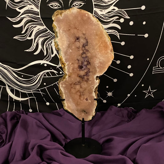 Large Pink Amethyst Slab on Metal Stand | 1pc