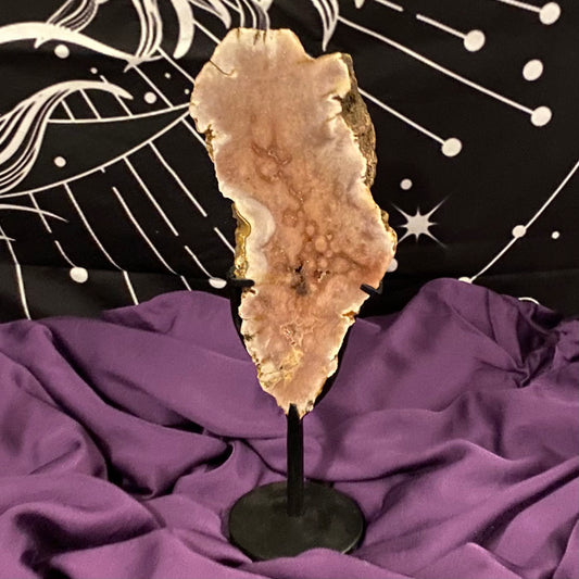 Pink Amethyst Slab on Metal Stand | 1pc