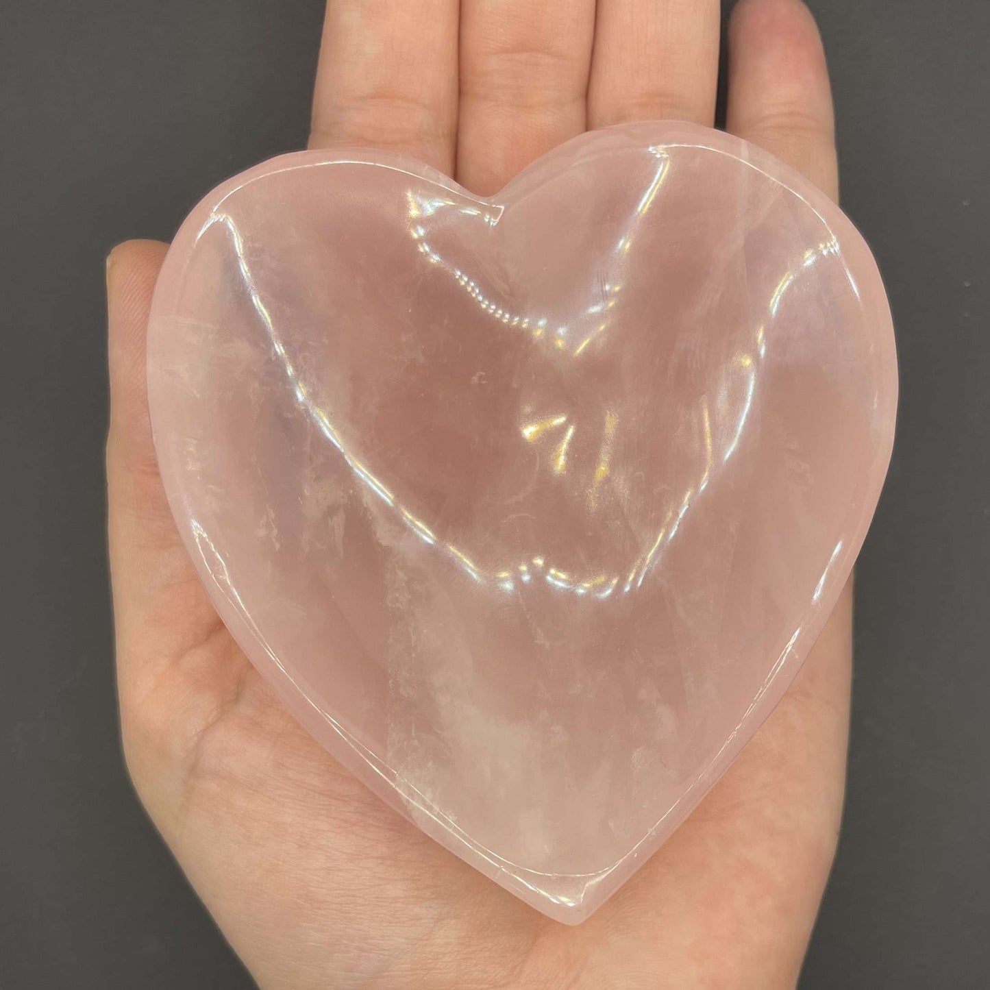 Rose Quartz Heart Bowl | Healing Crystals | Carving | 1 pc