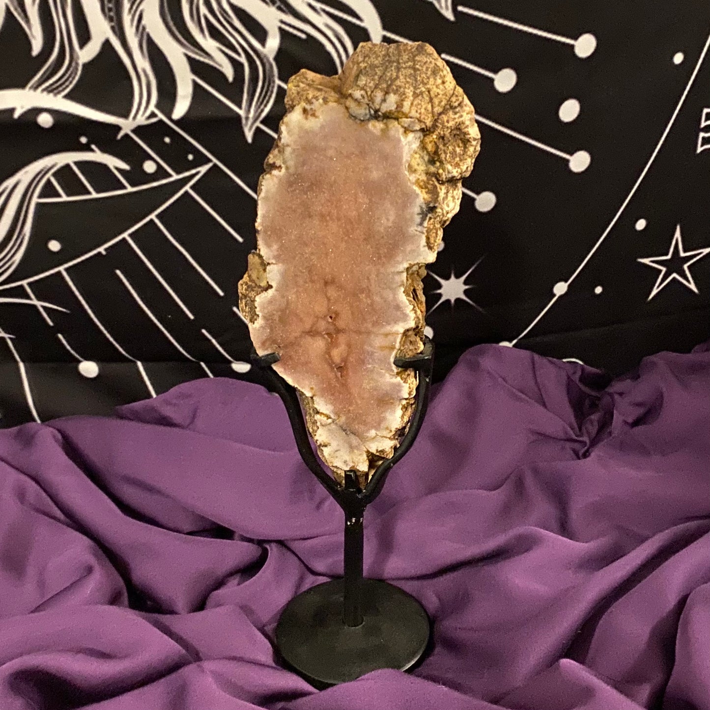 Pink Amethyst Slab on Metal Stand | 1pc