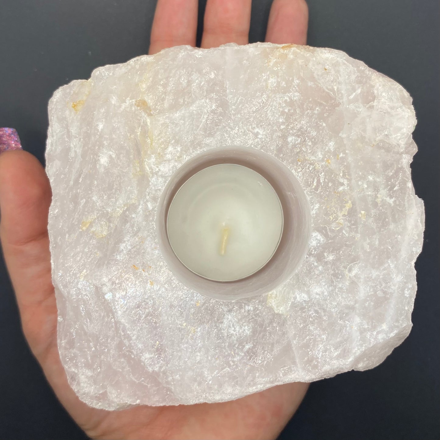 Rose Quartz Candle Holder | 1 pc