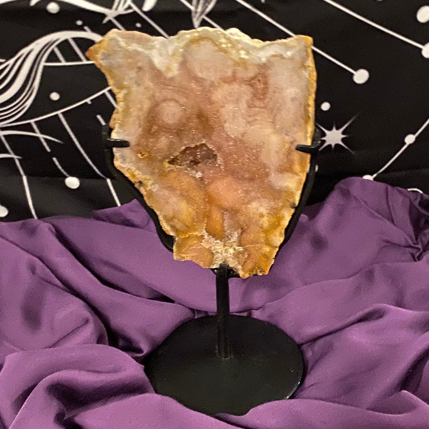 Pink Amethyst Slab on Metal Stand | 1pc