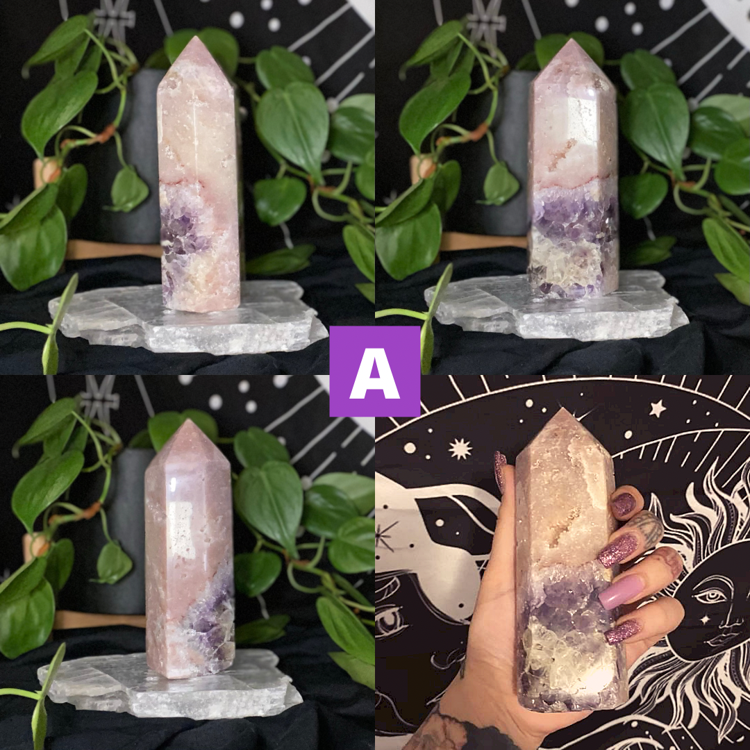 Pink Amethyst Wand | Healing Crystals | Tower | 1 pc