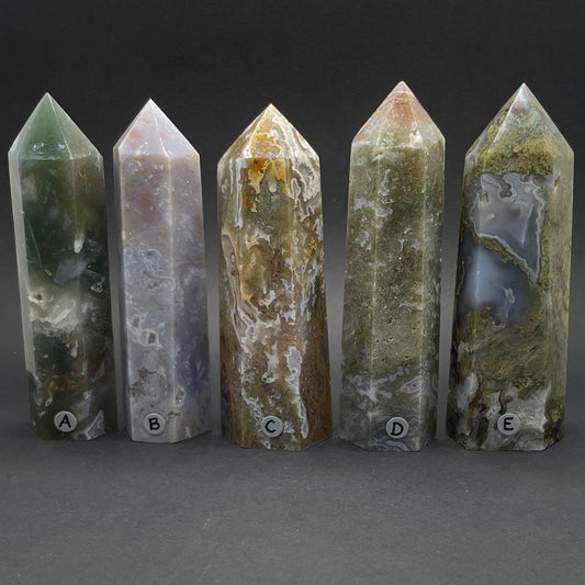 Moss Agate Wand | Healing Crystals | Tower | 1 pc