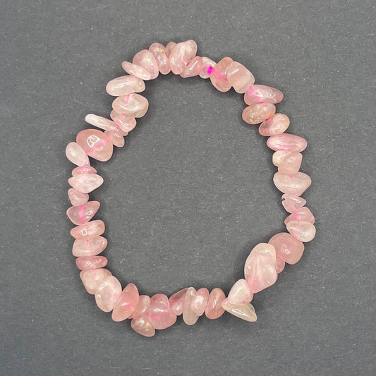 Rose Quartz Chip Bracelet | Healing Crystals | Jewelry | 1 pc